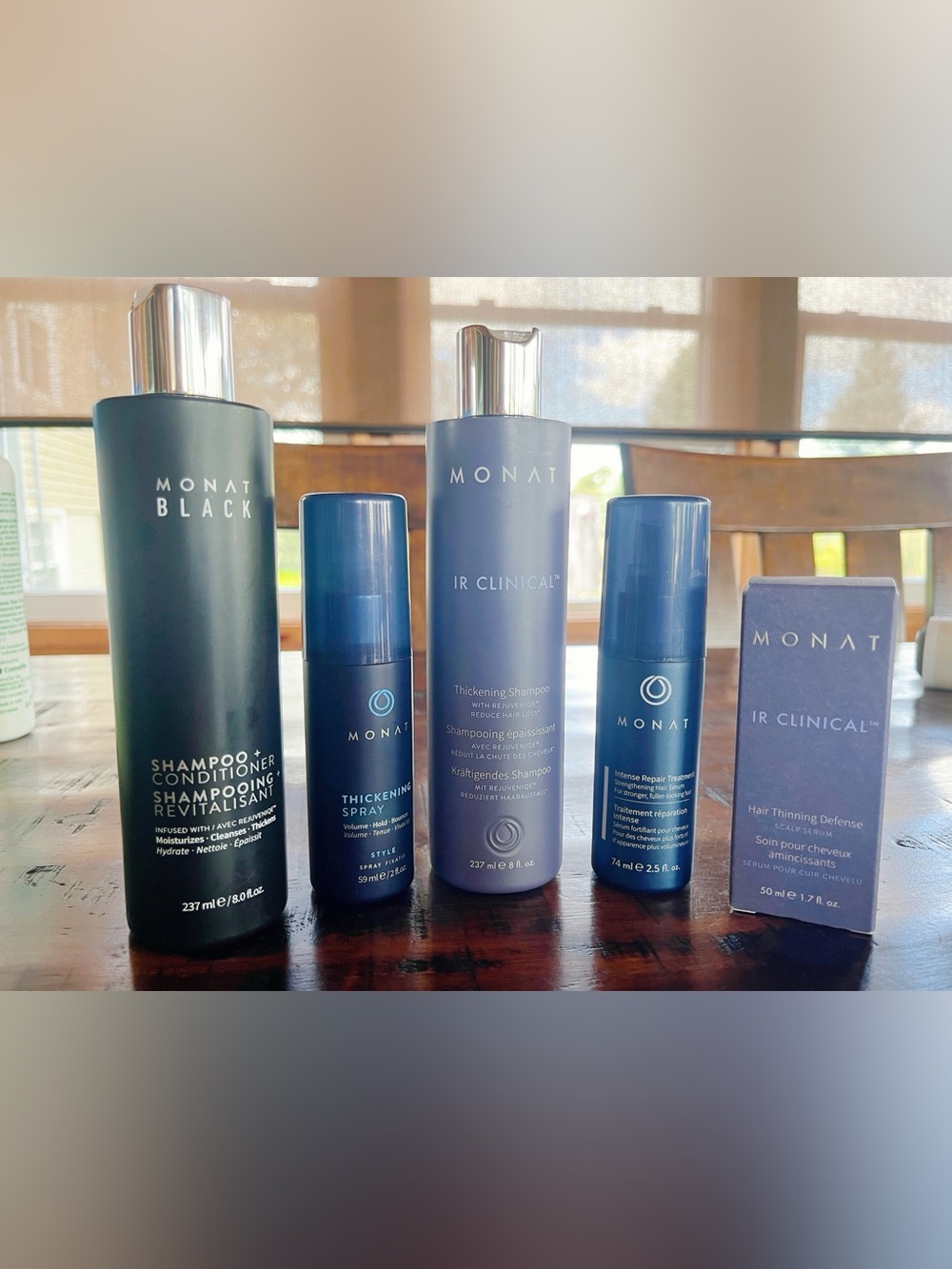 MONAT IR Clinical Thickening Shampoo & Hair Care 5 piece Set -Black/Deep Blue